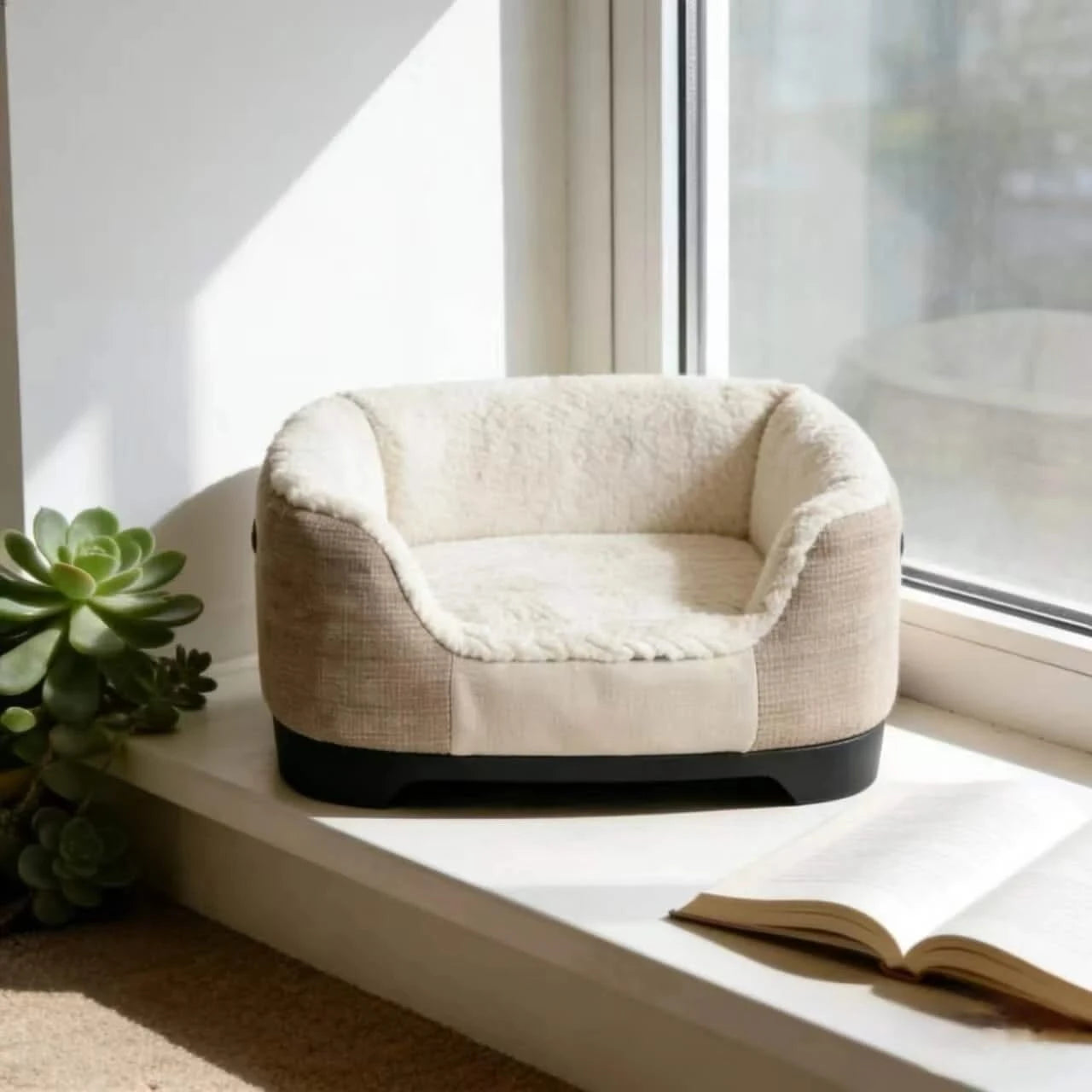  Portable Cat Bed, Vintage Camera Shape, Stain-Resistant Linen, Plush Interior, Non-Slip