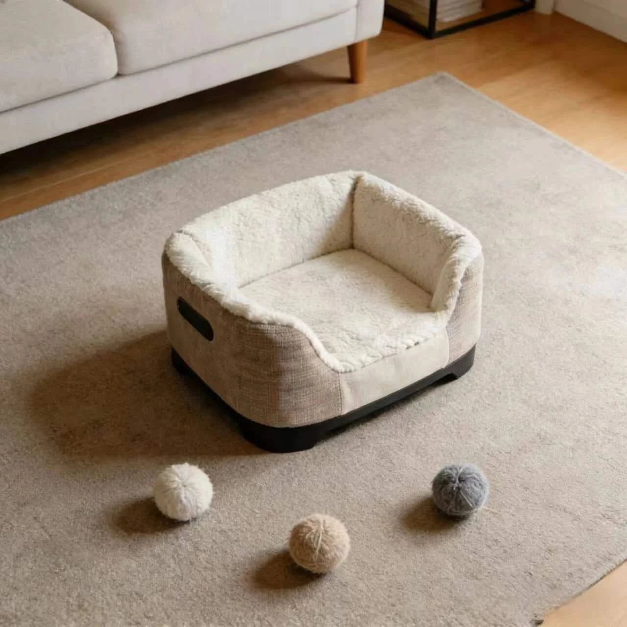  Portable Cat Bed, Vintage Camera Shape, Stain-Resistant Linen, Plush Interior, Non-Slip