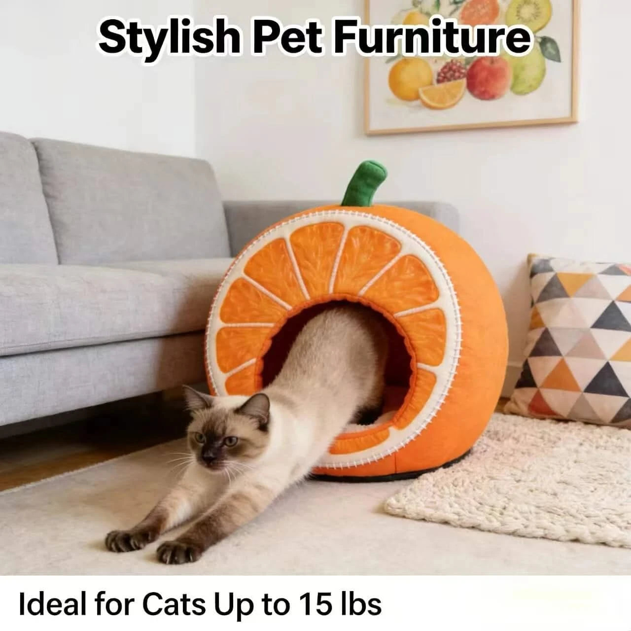 Fun Pet Bed,  Soft Plush, Yellow, Playful Lounger, All-Season Comfort