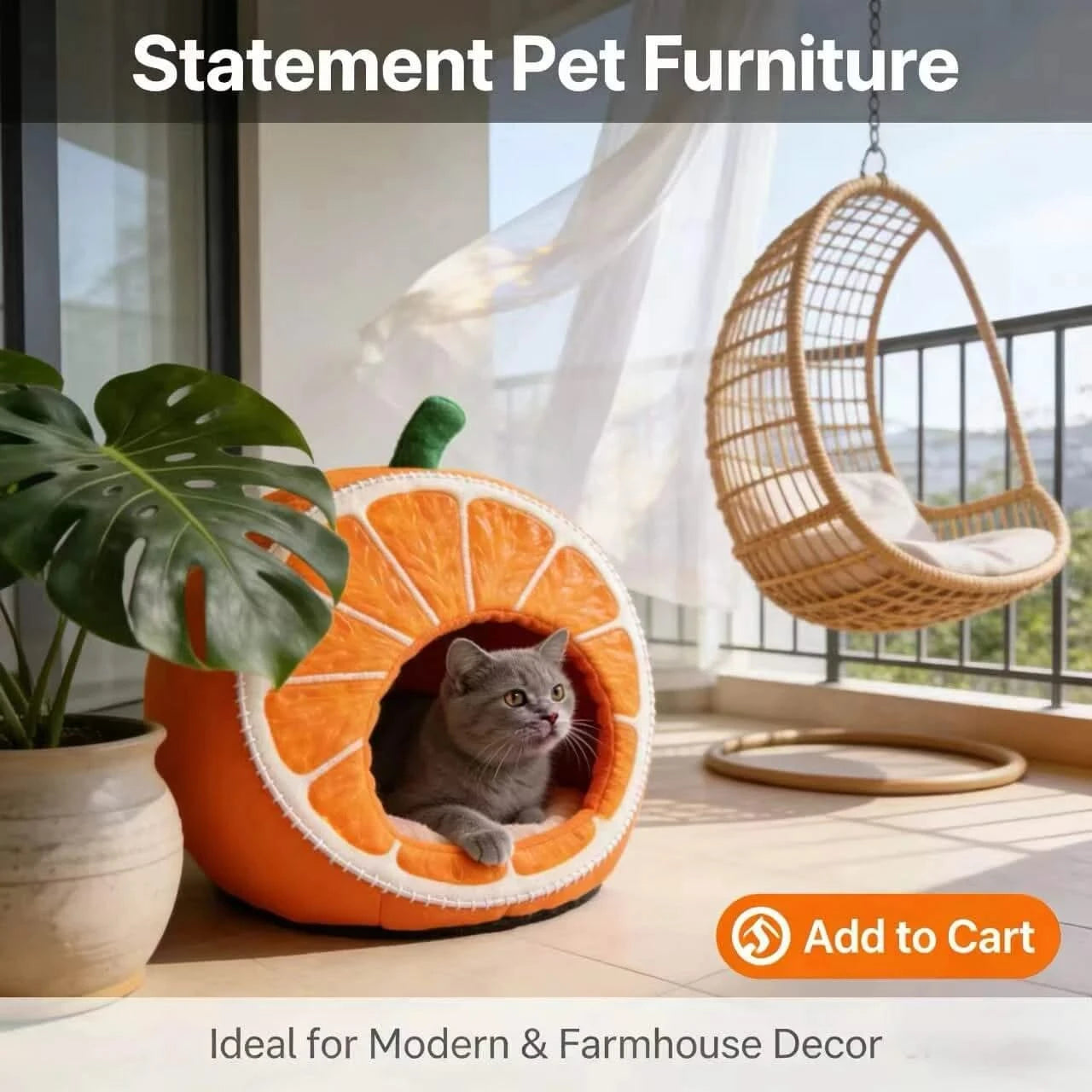 Fun Pet Bed,  Soft Plush, Yellow, Playful Lounger, All-Season Comfort