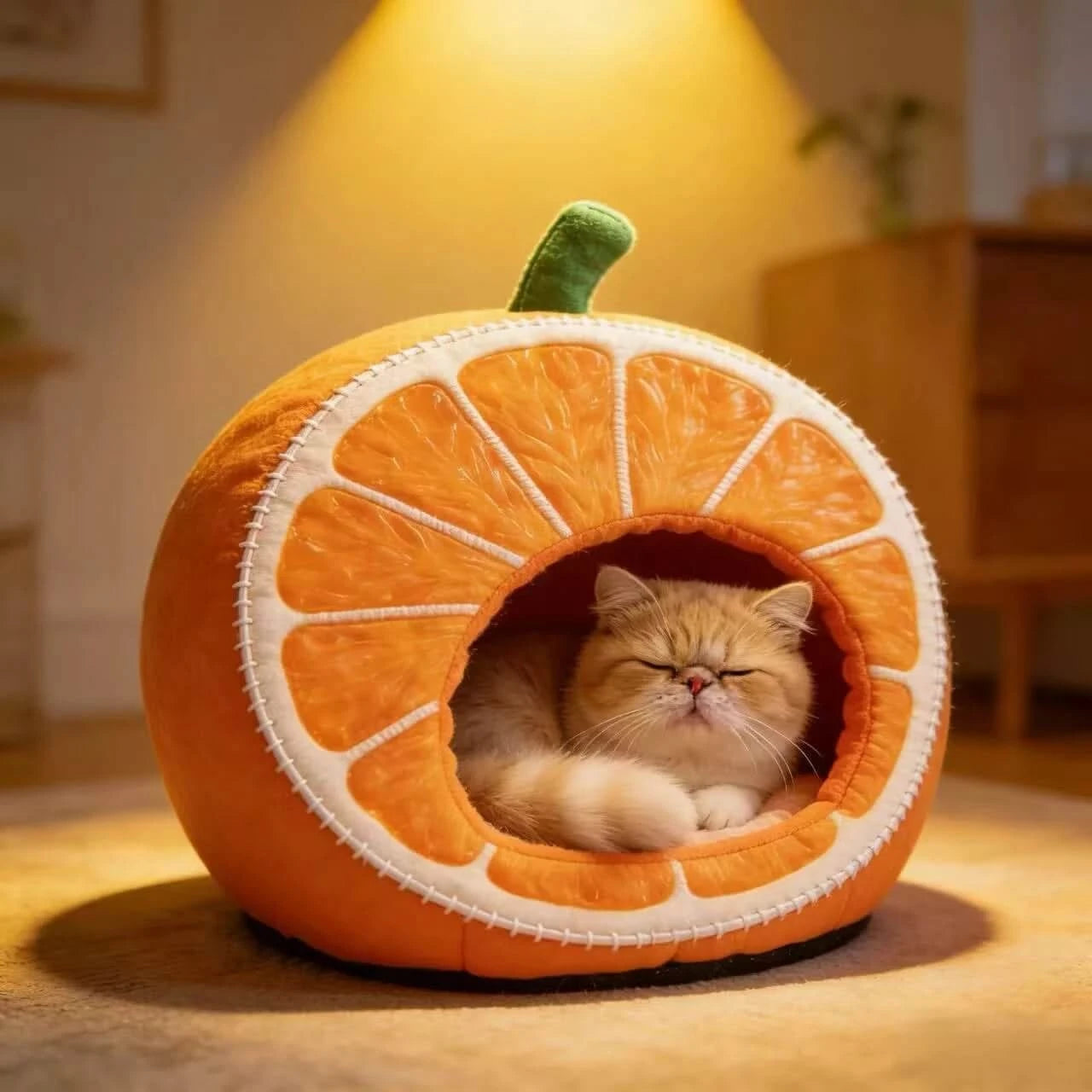 Fun Pet Bed,  Soft Plush, Yellow, Playful Lounger, All-Season Comfort