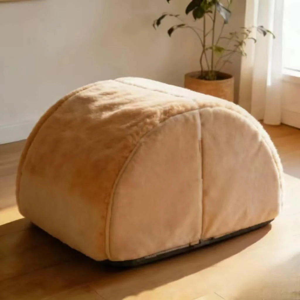 Royal Cat Bed,  Thick Plush, Beige, Feline Royalty Lounger, All-Season Comfort