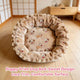 Comfortable Pet Bed for Dogs - Beige, Puppy Print, Lace Trim, Soft Fabric