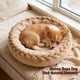 Natural Serenity Pet Bed for Dogs - Beige, Round, Braided Woven Rope Design