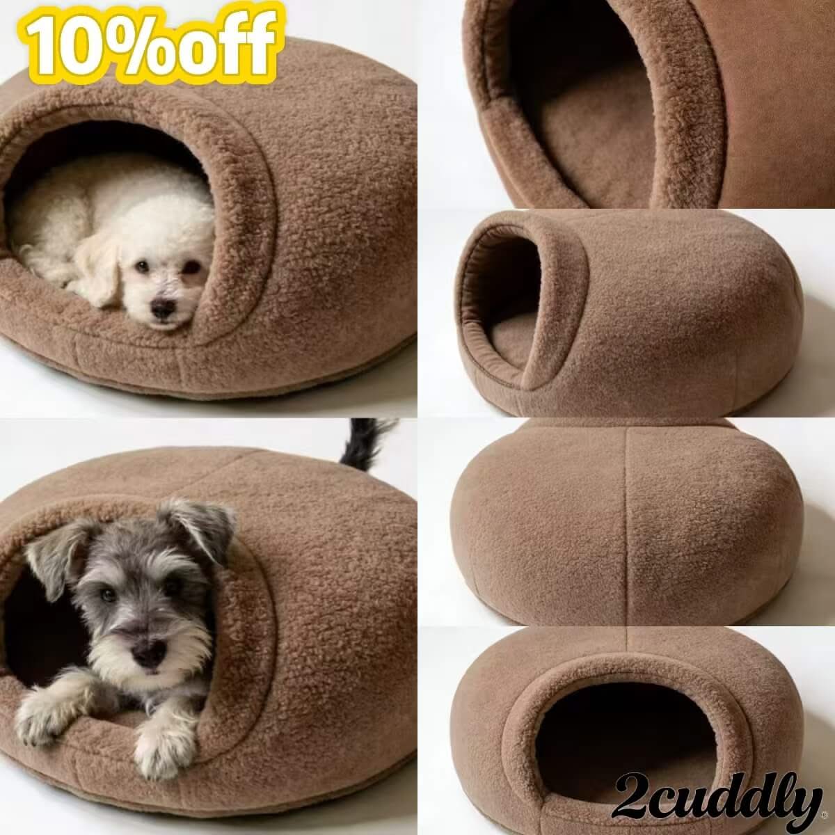 Relaxation-Zone Pet Bed for Dogs - Tan Fleece Half-Moon, Cushioned Support, Pet-Friendly