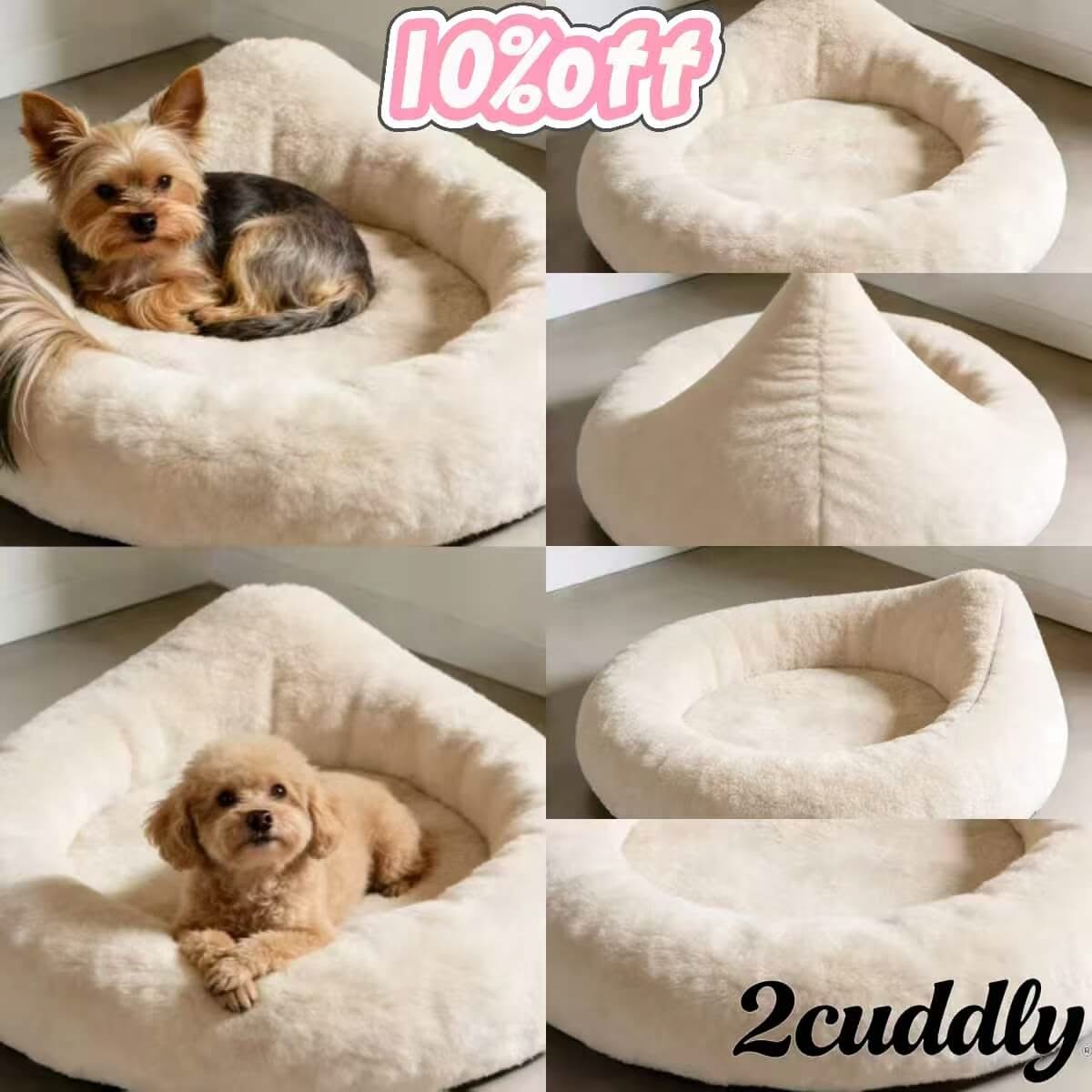 Sleepy-Spot Pet Bed for Dogs - Beige Fleece Teardrop, Ultra-Soft, Warm Lining