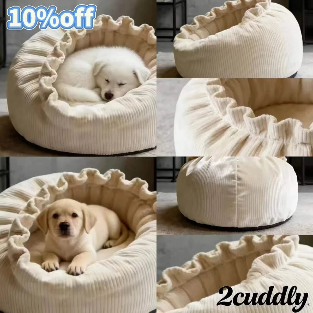 Urban Living Dog Bed, Corduroy Cave Design, Warm Fabric, Beige