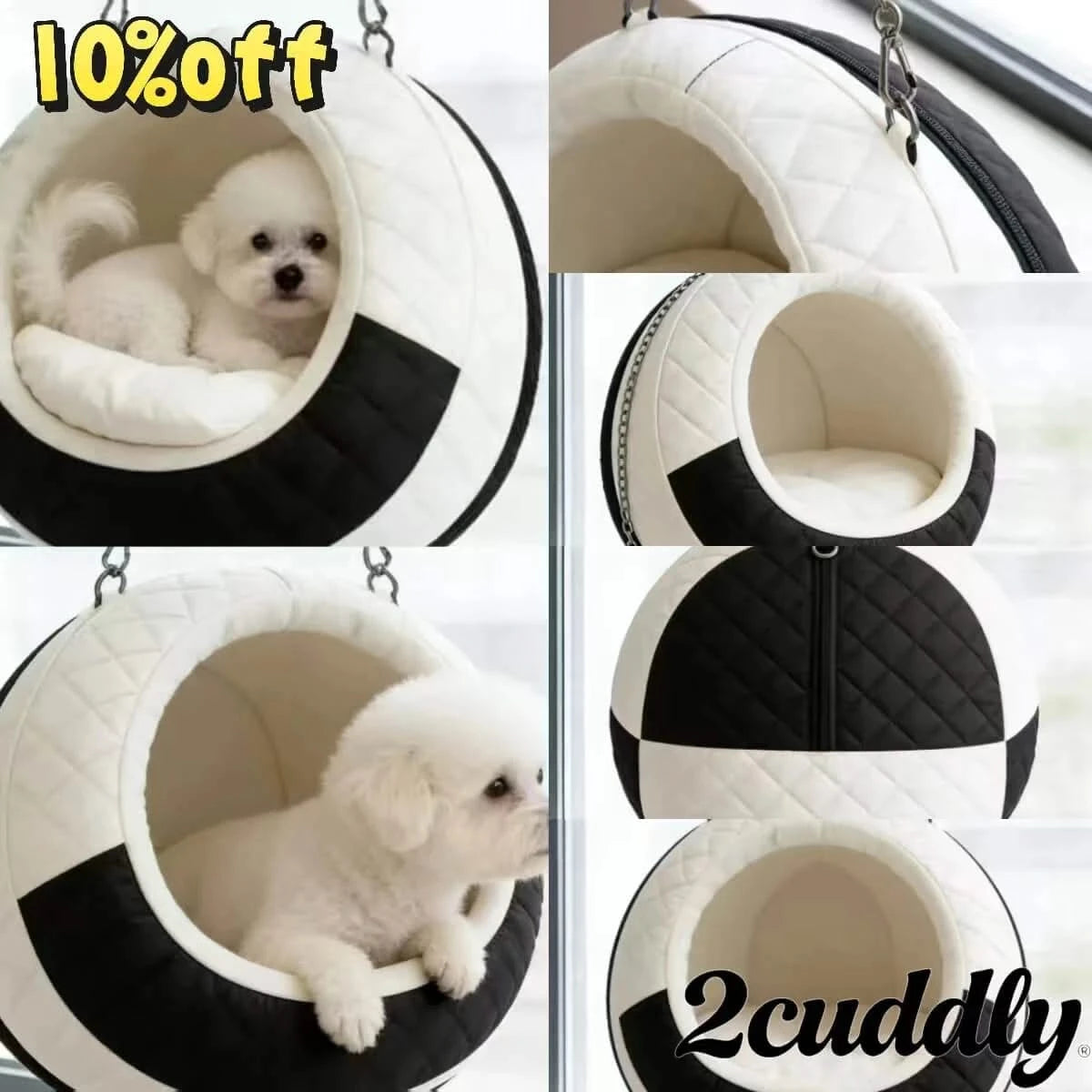 Space-Saving Quilted Hanging Pet Bed for Dogs, Durable Material