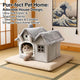 Comfortable House-Style Cat Nest: Gray Plush, Window Decor, Cute Design for Cats
