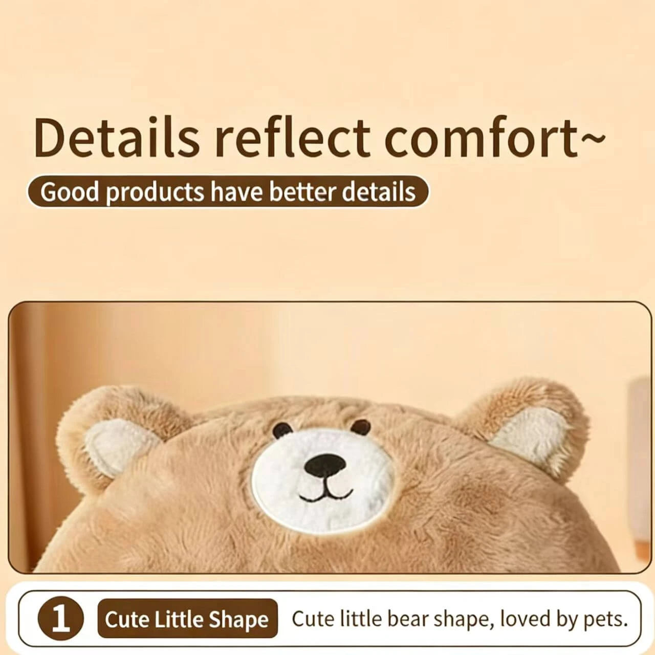Cozy Bear-Shaped Cat Bed: Beige Plush Fabric, Enclosed Privacy Shelter for Cats/