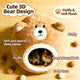 Cozy Bear-Shaped Cat Bed: Beige Plush Fabric, Enclosed Privacy Shelter for Cats/