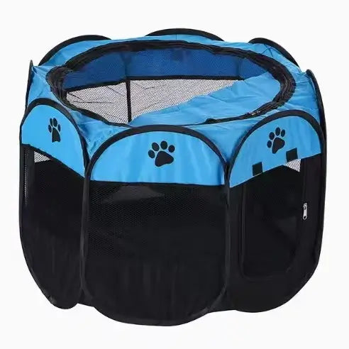 Cat Playpen/Nesting Box - Mesh, Paw Print, Washable, Multi-Color