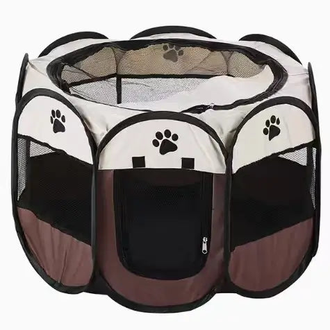 Cat Playpen/Nesting Box - Mesh, Paw Print, Washable, Multi-Color