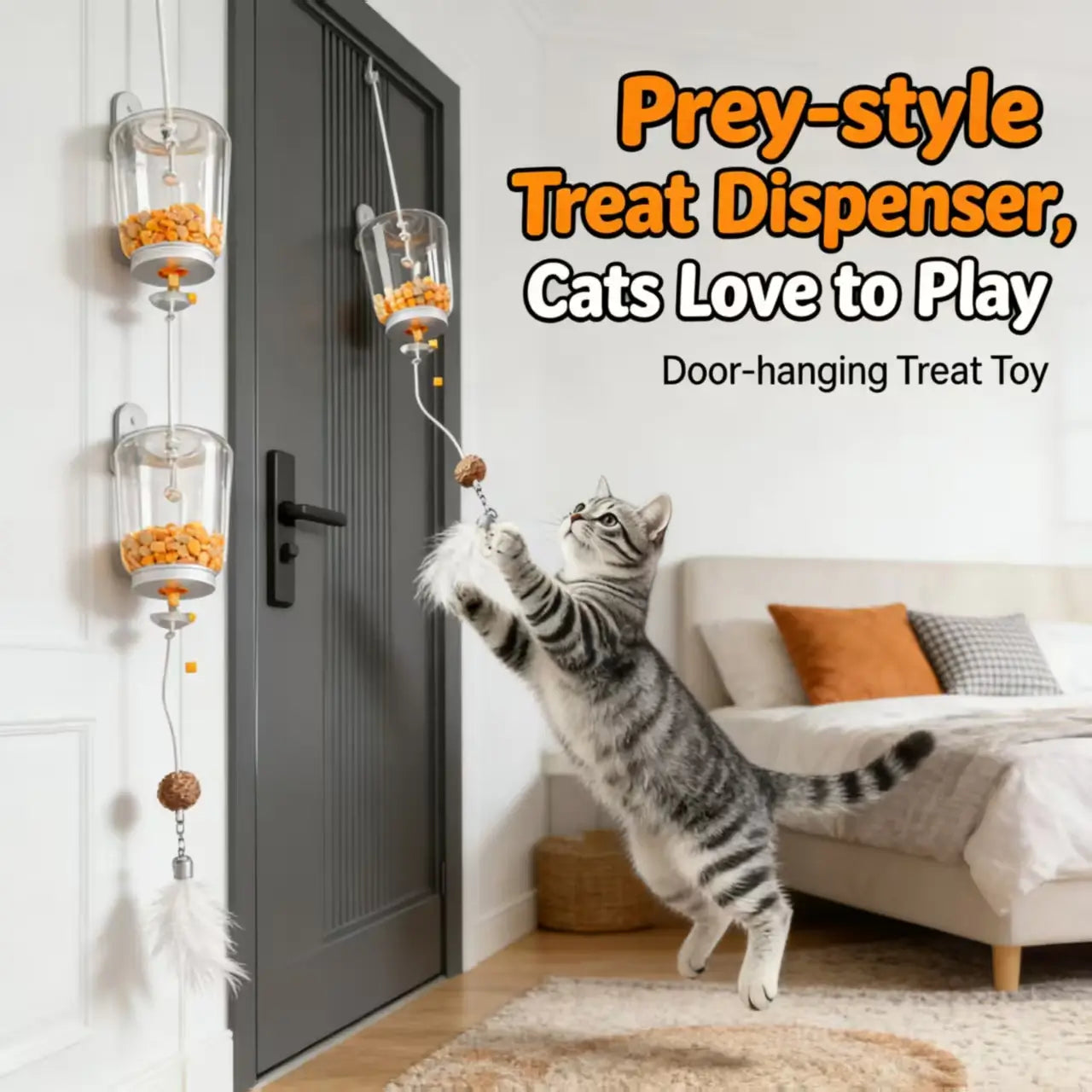 Prey-Style Cat Treat Toy - Hanging, Interactive, Dispensing Design