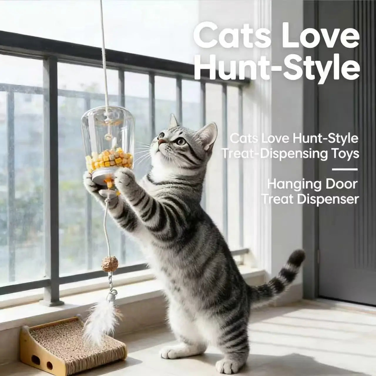 Prey-Style Cat Treat Toy - Hanging, Interactive, Dispensing Design