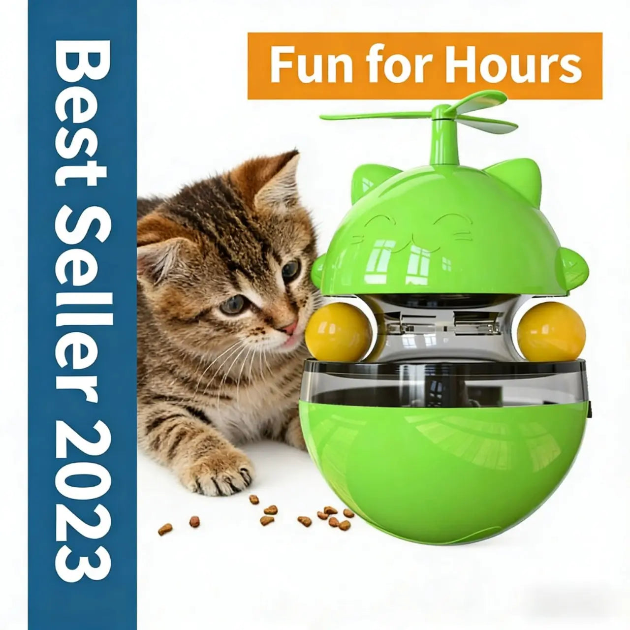 Windmill Cat Treat Toy - Interactive, Easy to Clean, Green