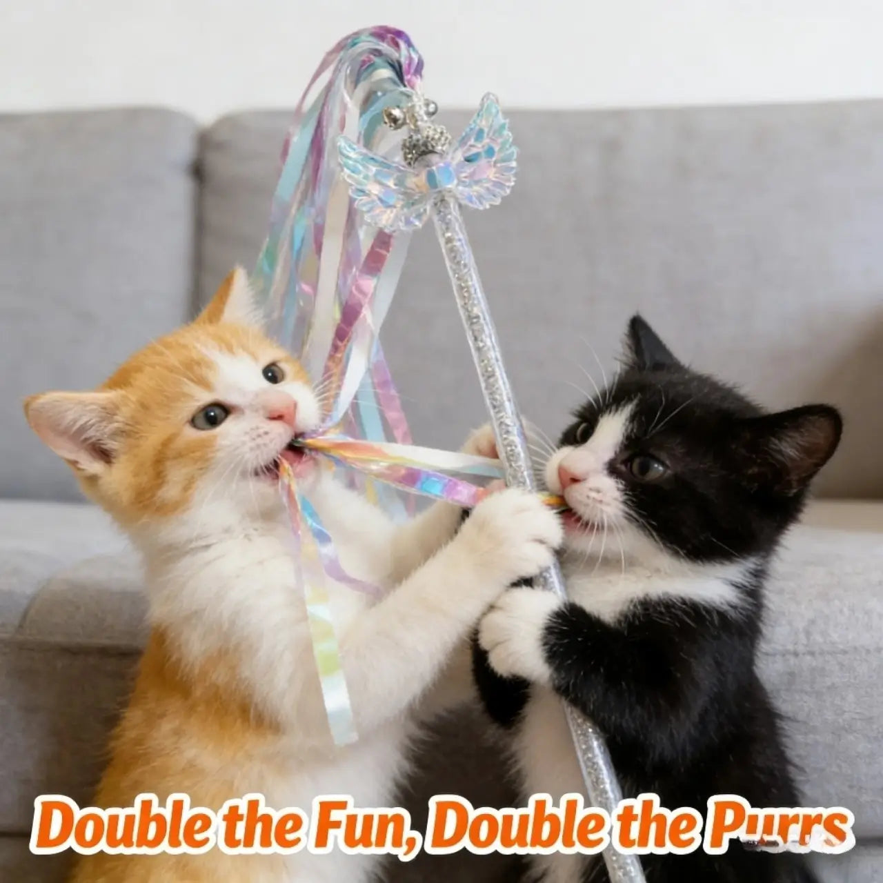 Fairy Wing Cat Teaser Wand - Iridescent, Interactive, Multi-Cat