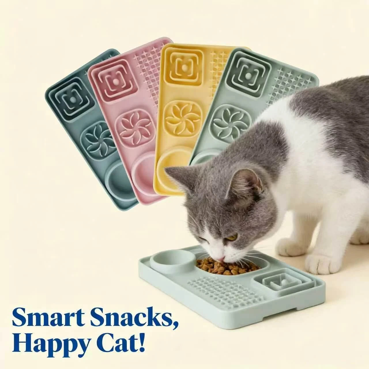 Dual-Function Slow Feeding & Licking Mat for Cats – Silicone, Multi-color, Anti-slip