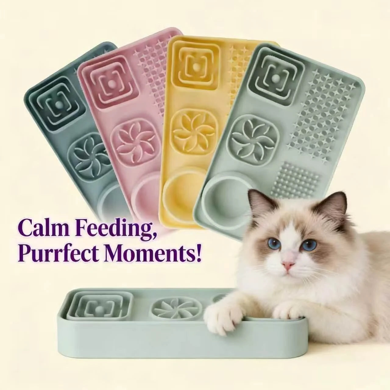 Dual-Function Slow Feeding & Licking Mat for Cats – Silicone, Multi-color, Anti-slip