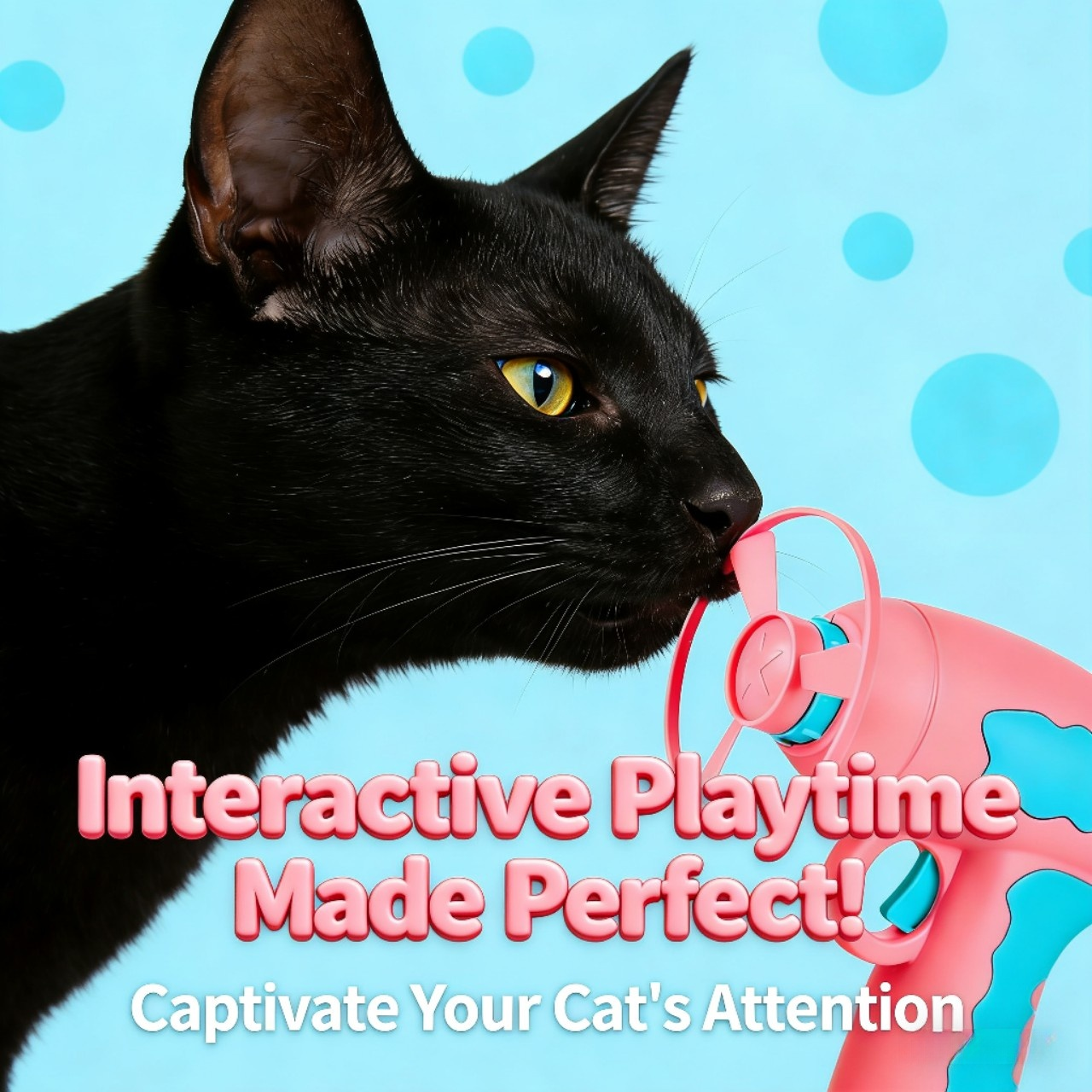Fun Catnip Bubble Gun for Cats - Interactive Playtime, Pink & Blue