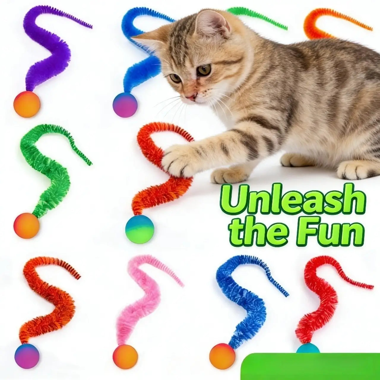 Fun Worm Cat Toy - Durable, Interactive, Colorful, Multi-Color Options