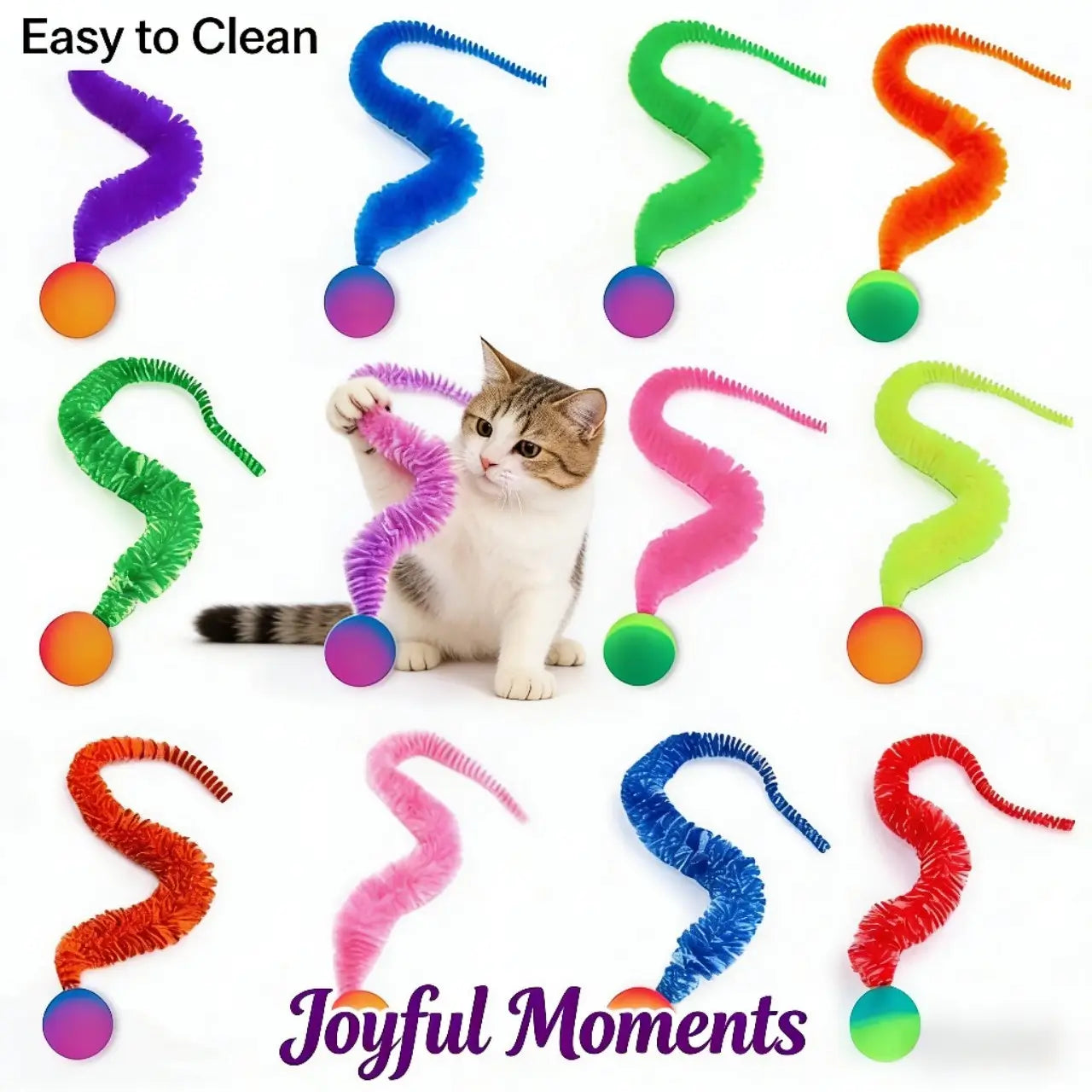 Fun Worm Cat Toy - Durable, Interactive, Colorful, Multi-Color Options
