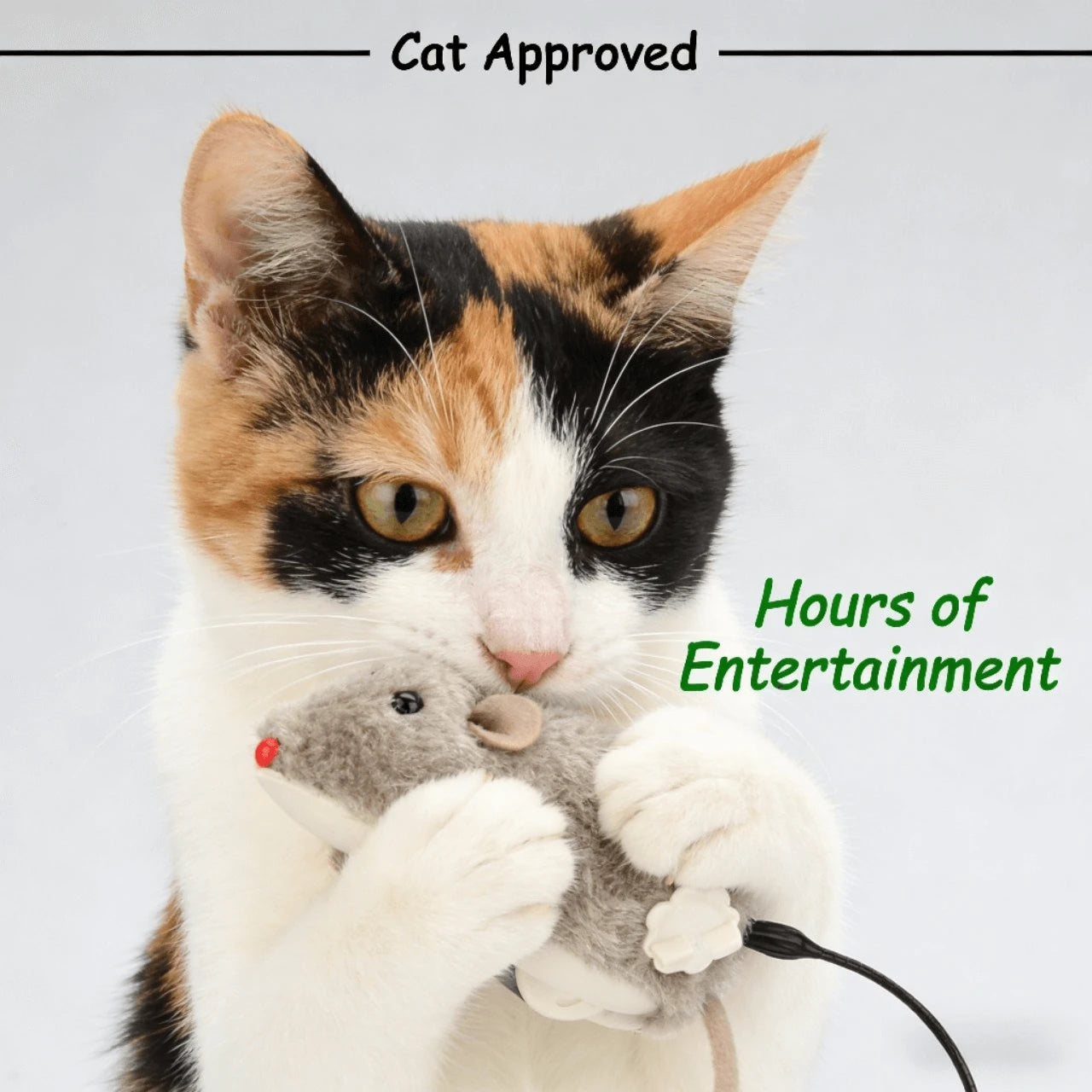 Wind-up Interactive Plush Mouse Cat Toy, Realistic Furry Simulation, Gray