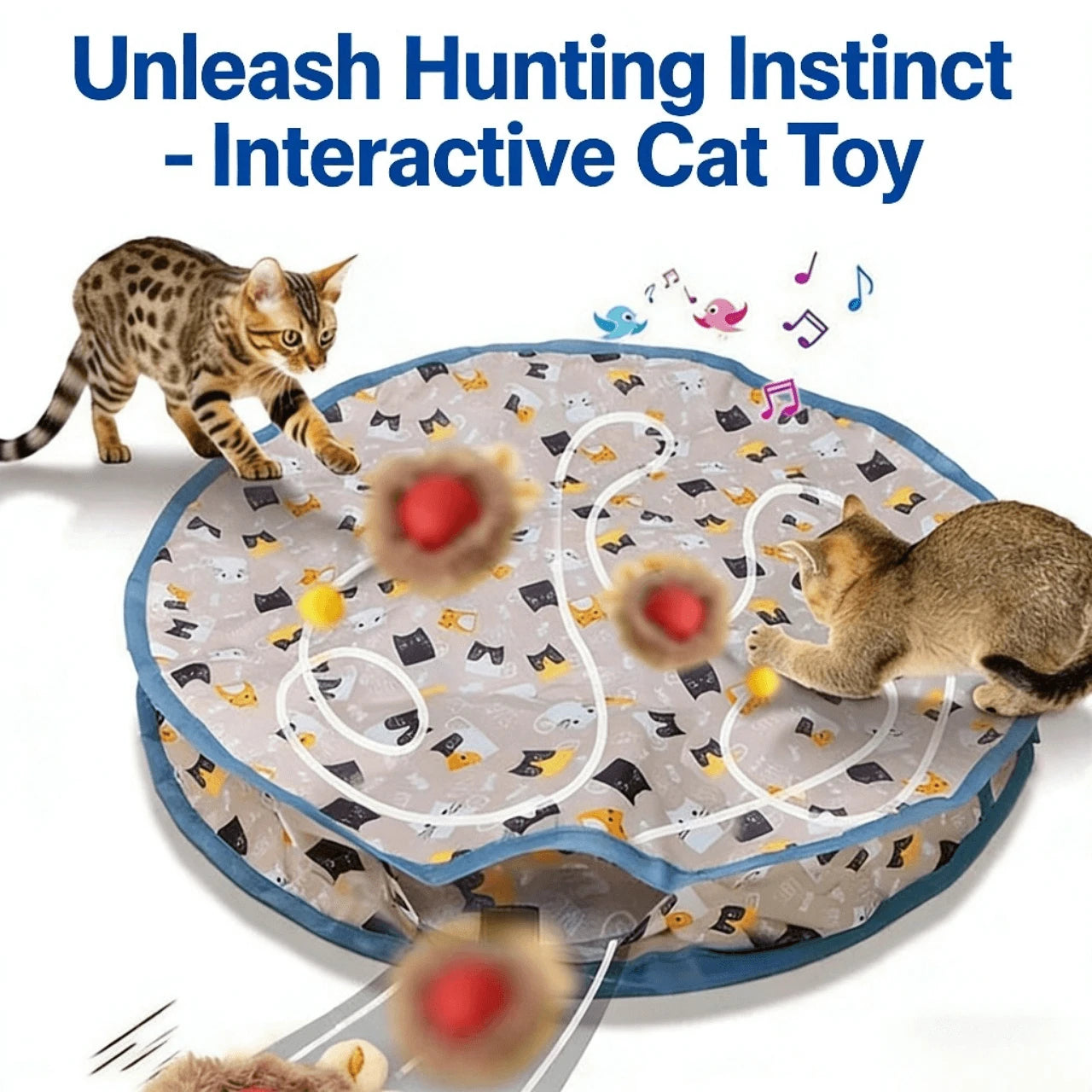 Interactive Hunting Simulation Cat Toy Mat, Motion-Activated Hide-and-Seek for Cats