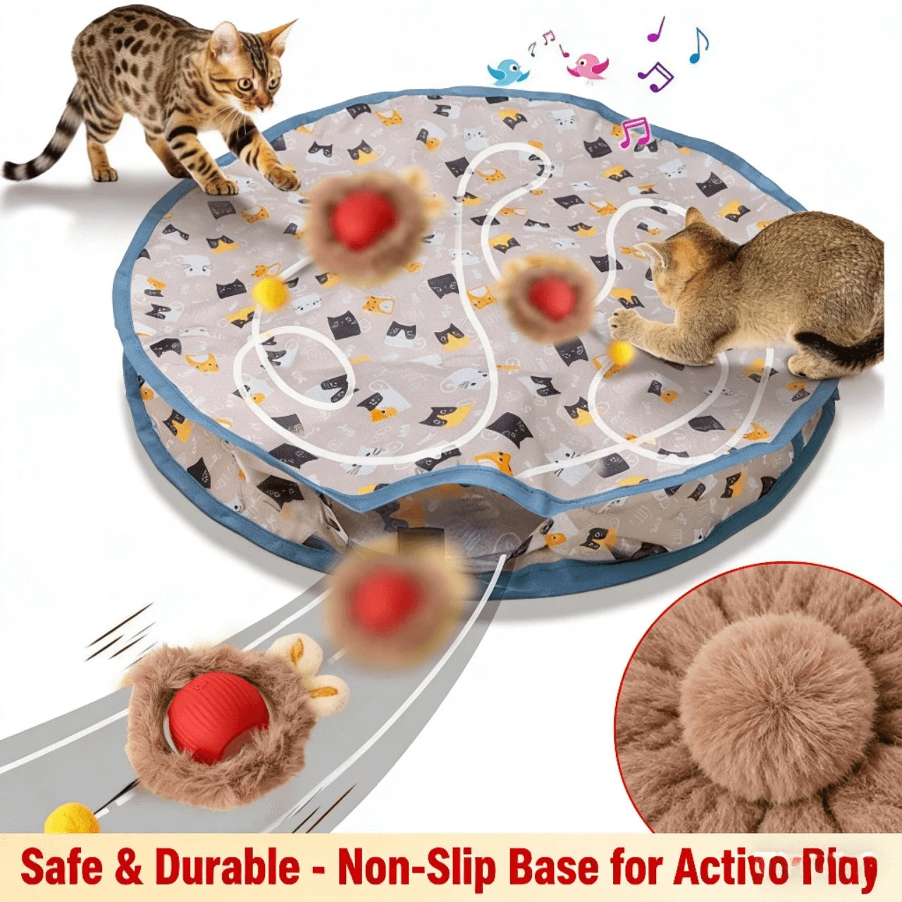 Interactive Hunting Simulation Cat Toy Mat, Motion-Activated Hide-and-Seek for Cats
