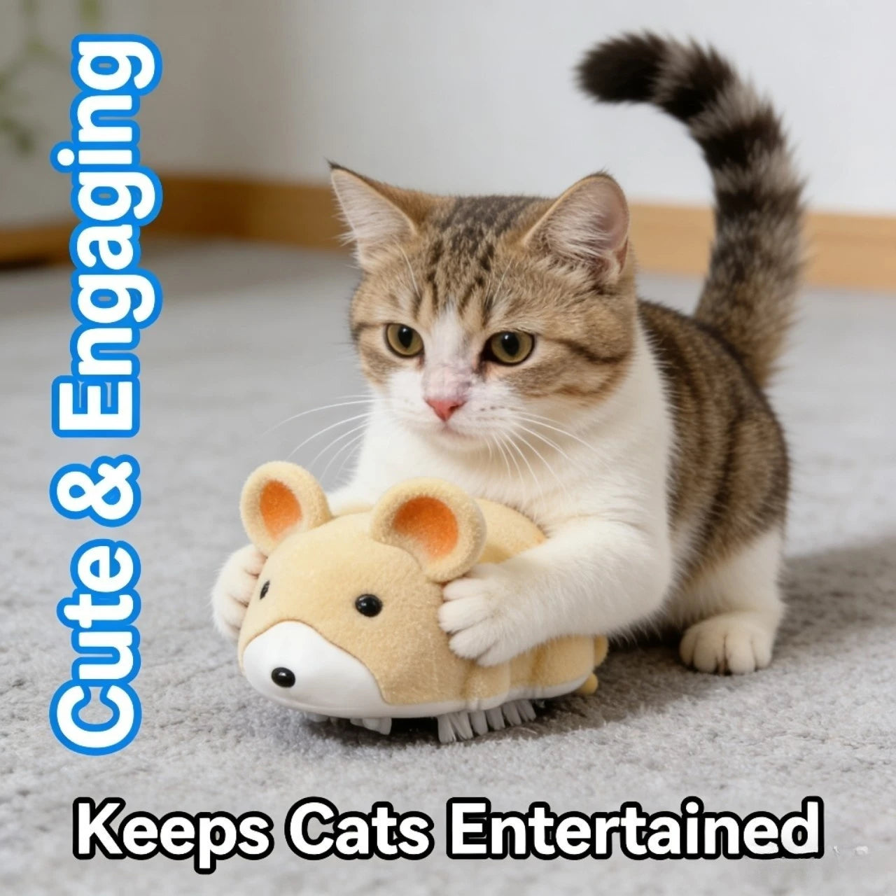 Automatic Moving Realistic Plush Hamster Cat Toy for Cats, Interactive