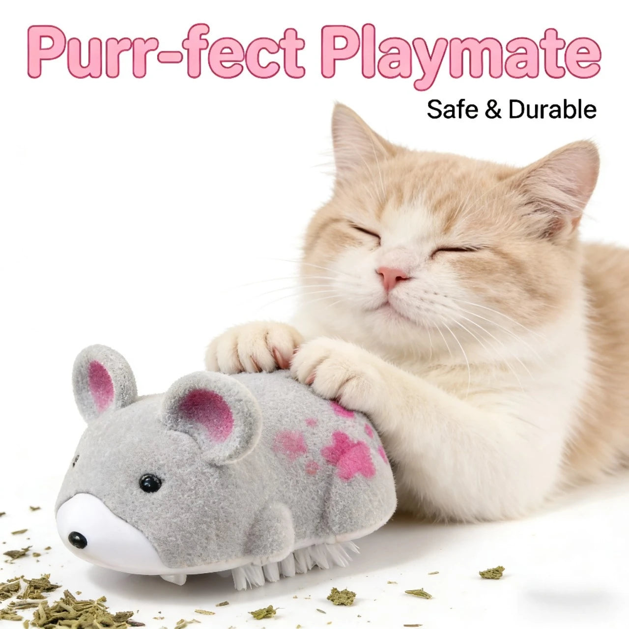 Automatic Moving Realistic Plush Hamster Cat Toy for Cats, Interactive