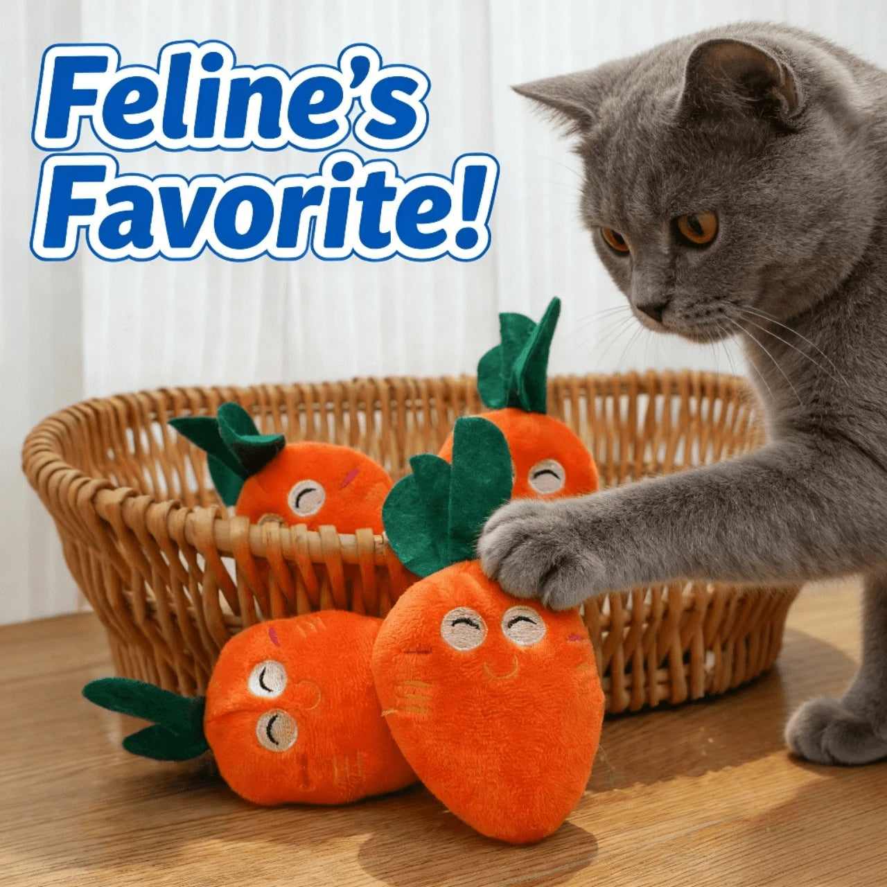 Soft Chewable Plush Carrot Pet Toys, Cute Emoji Faces for Dogs & Cats, Orange