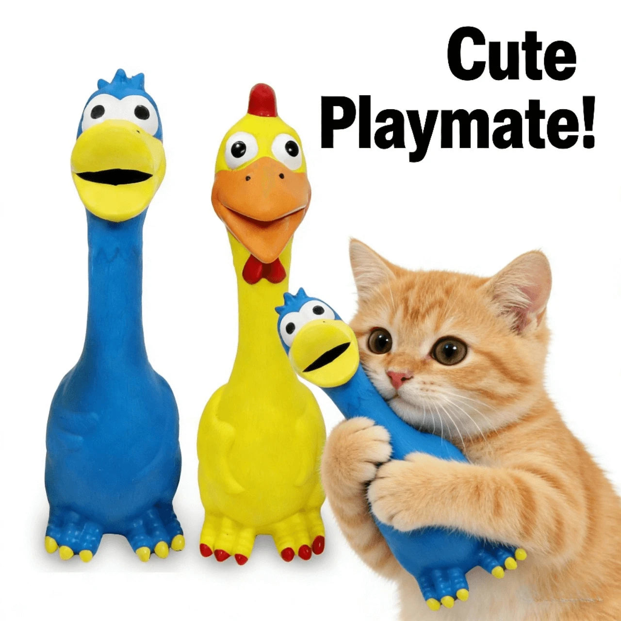 Squeaky Durable Latex Screaming Chicken Dog Toys for Dogs, Blue/Yellow/Red