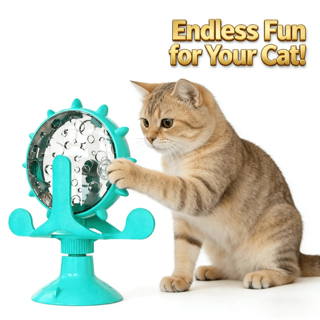 Interactive Puzzle Treat Dispenser Cat Toy for Cats, Cactus-Shaped Turquoise