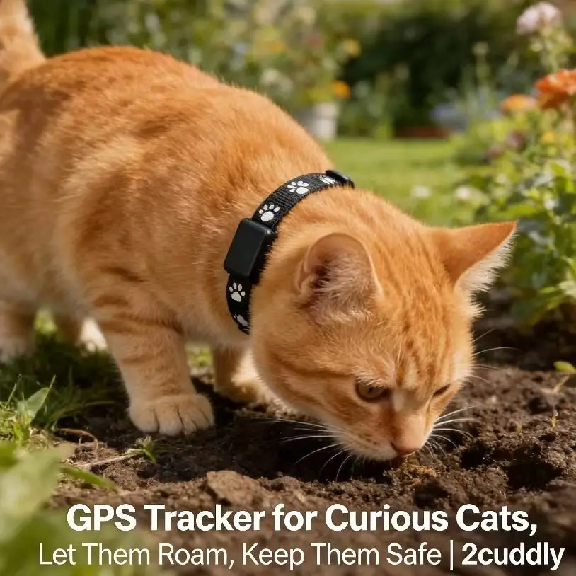 Reflective Pet GPS Tracker Collar - Adjustable, Nylon Strap, Black