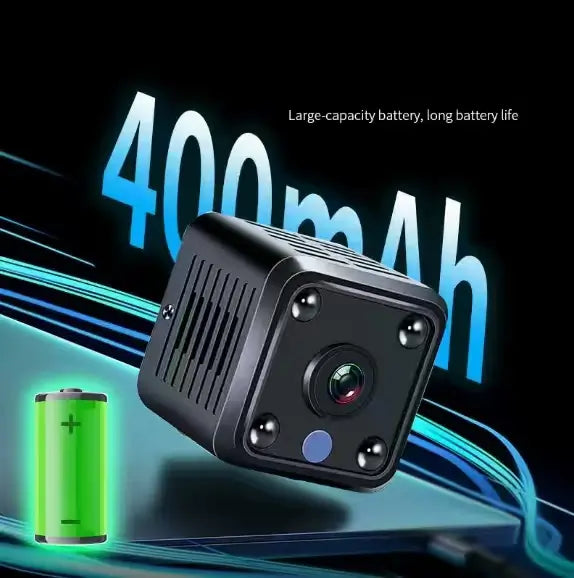 Compact Mini Camera - 400mAh Battery, Long Standby, Night Vision, Black