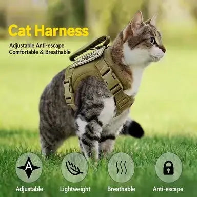 Escape-Proof Cat Harness & Leash - Breathable Mesh Lining, Anti-Chafe