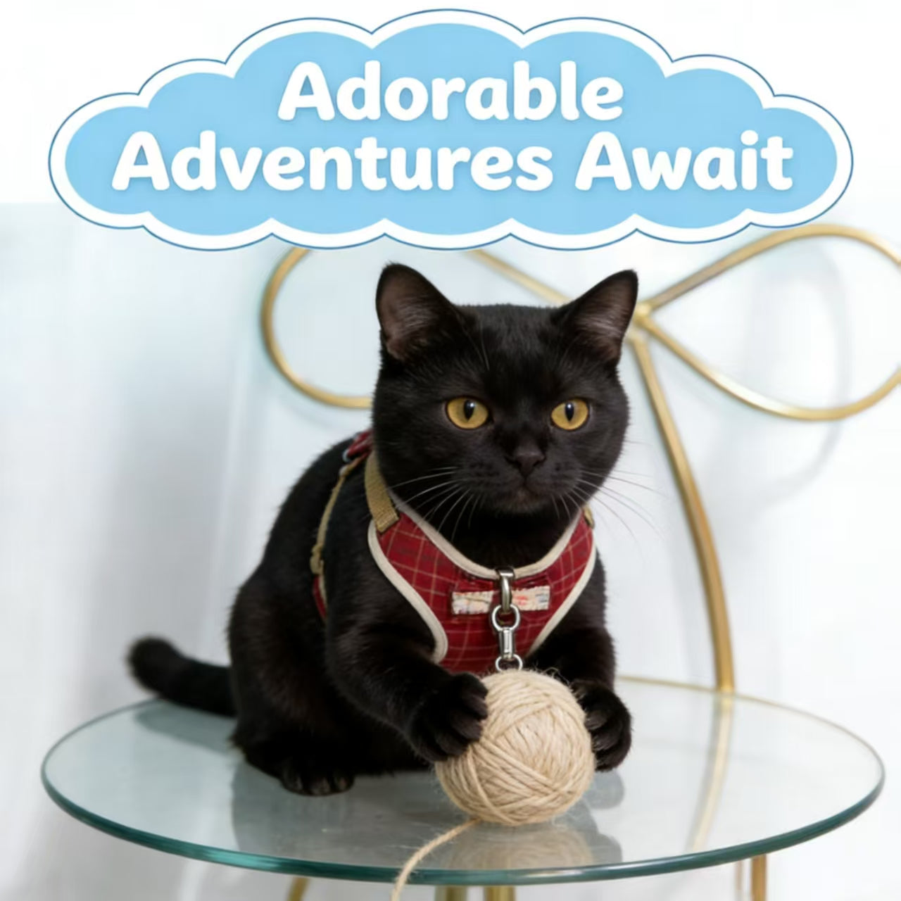 Fashionable & Soft Plaid Cat Harness for All Cats (Red)