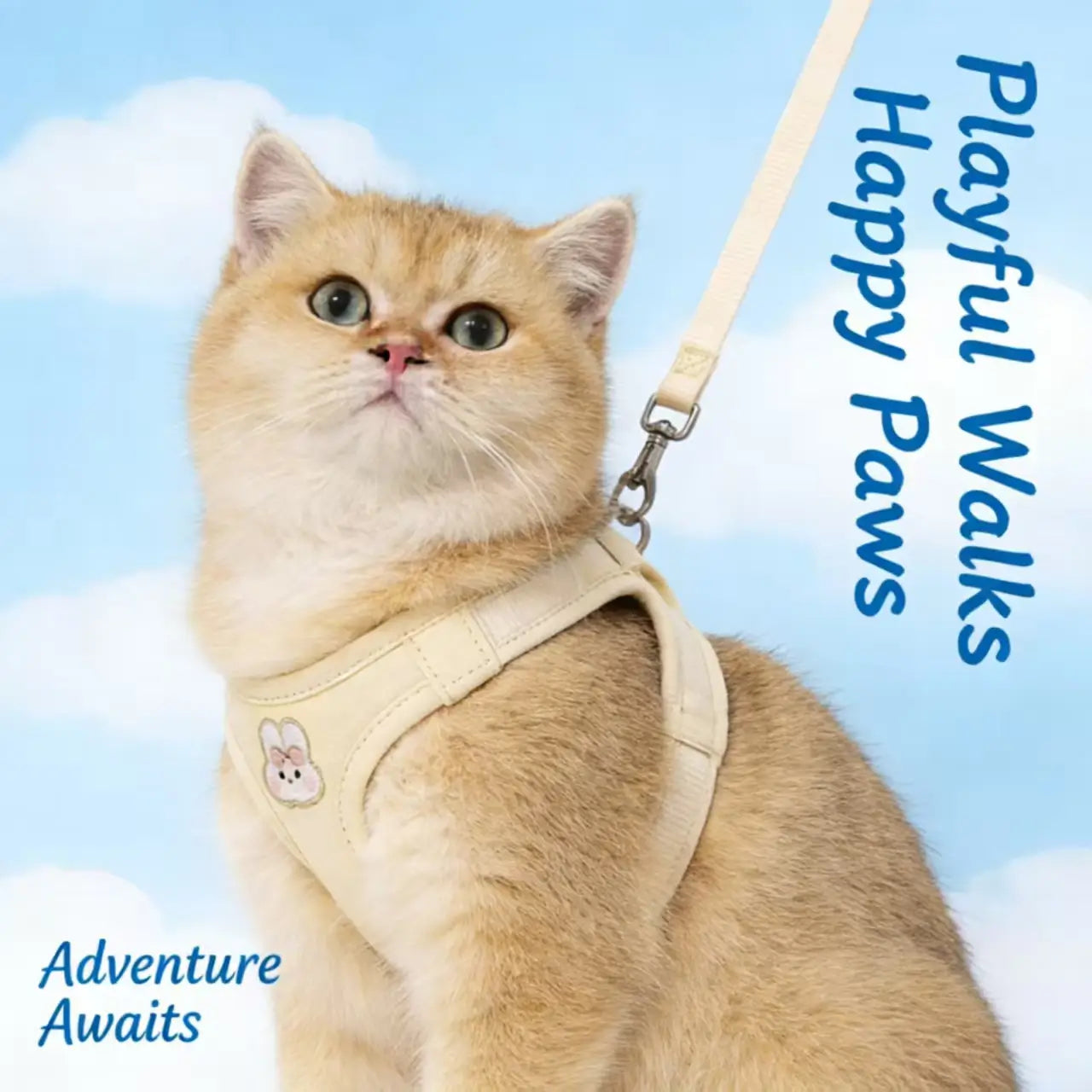 Pet-Friendly & Comfortable Cat Harness & Leash Set for Cats (Beige)