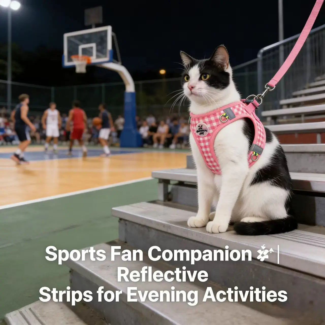 Reflective & Comfortable Plaid Cat Harness & Leash Set for Cats (Pink)