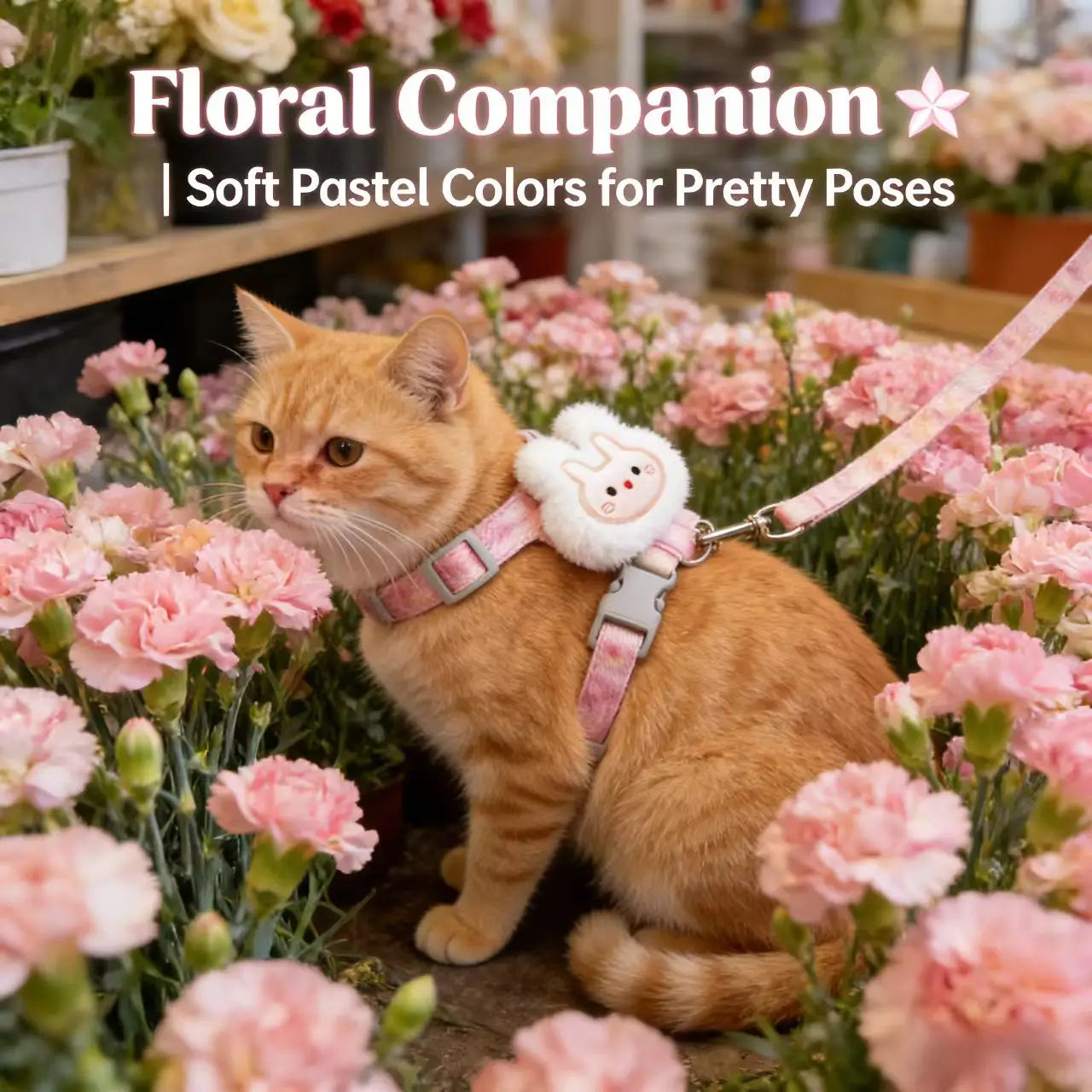 Bunny Plush Cat Harness Set - Secure, Scenic Walk Ready, Pink