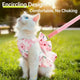 Encircling Cat Harness & Leash - Floral Print, Bowknot, Non-Choking, Pink