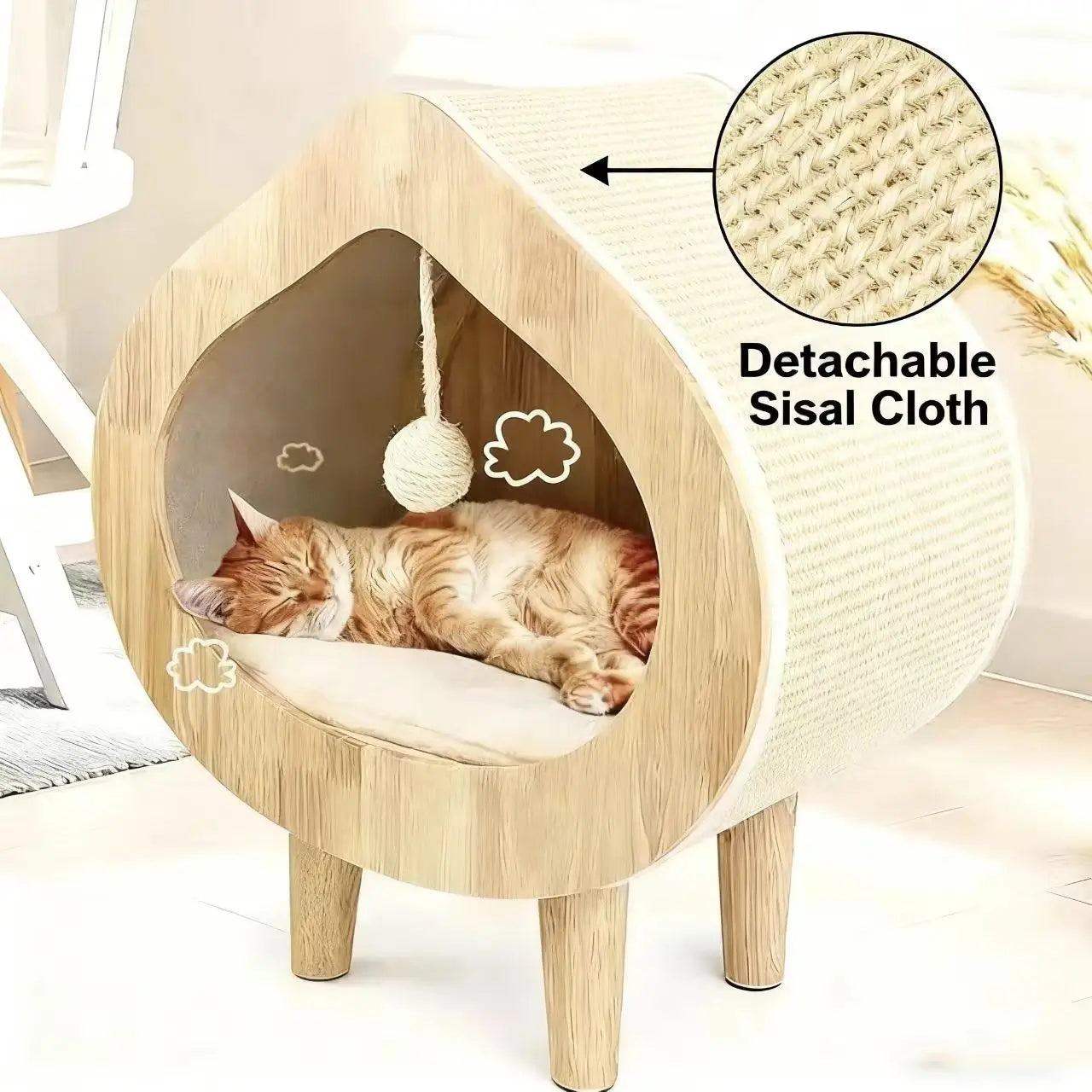 Scratch-Resistant Sisal Cat Scratcher Mat for Cats, Beige Self-Adhesive Pad