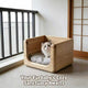 Modern Rounded Wooden Cat Bed: Minimalist Furniture with Cushion, for Cozy Cat Napping