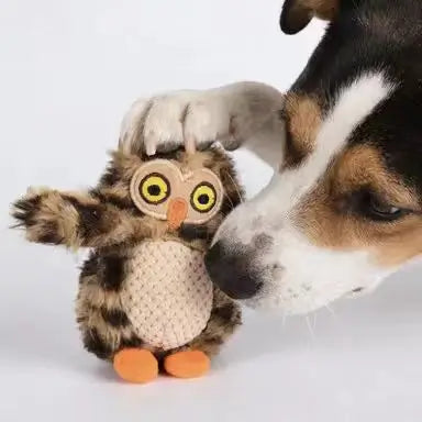 Interactive Chew-Resistant Plush Dog Toy: Owl Shape, Furry & Knitted Material