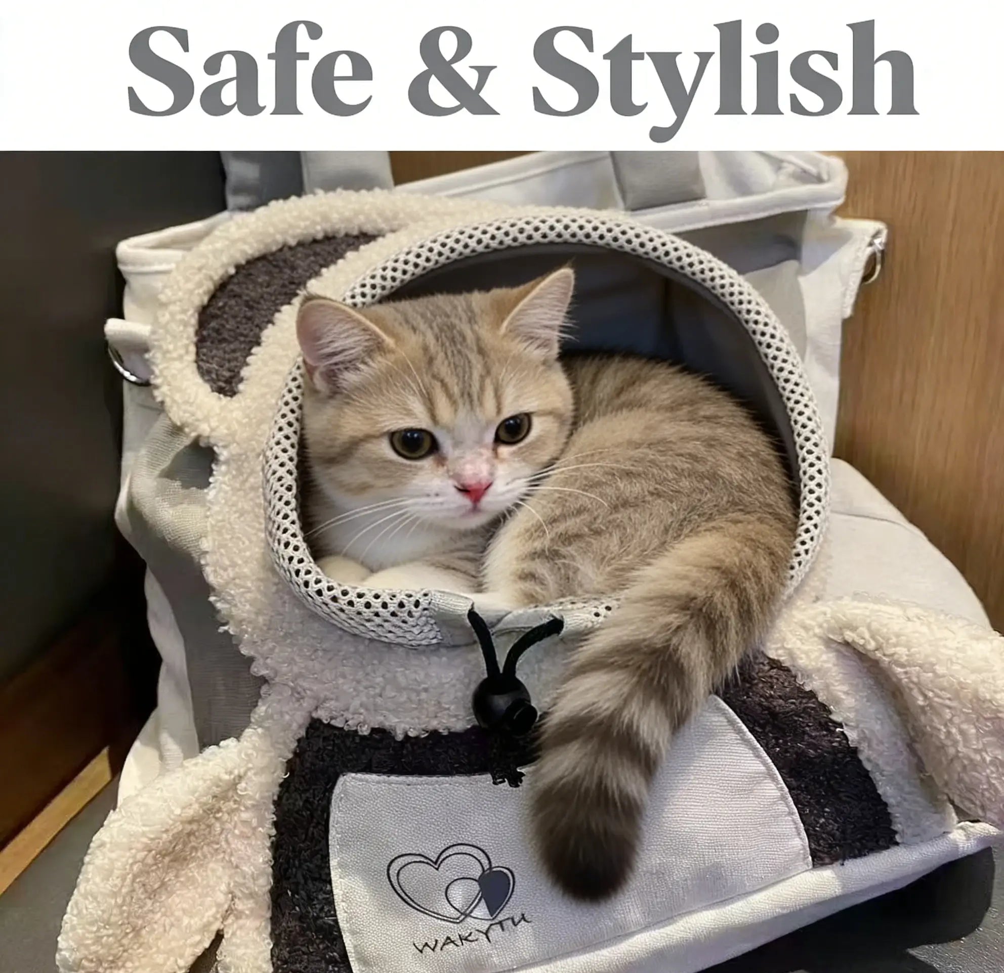Cozy Breathable Bear Design Pet Carrier Tote for Cats, Gray & Beige Plush