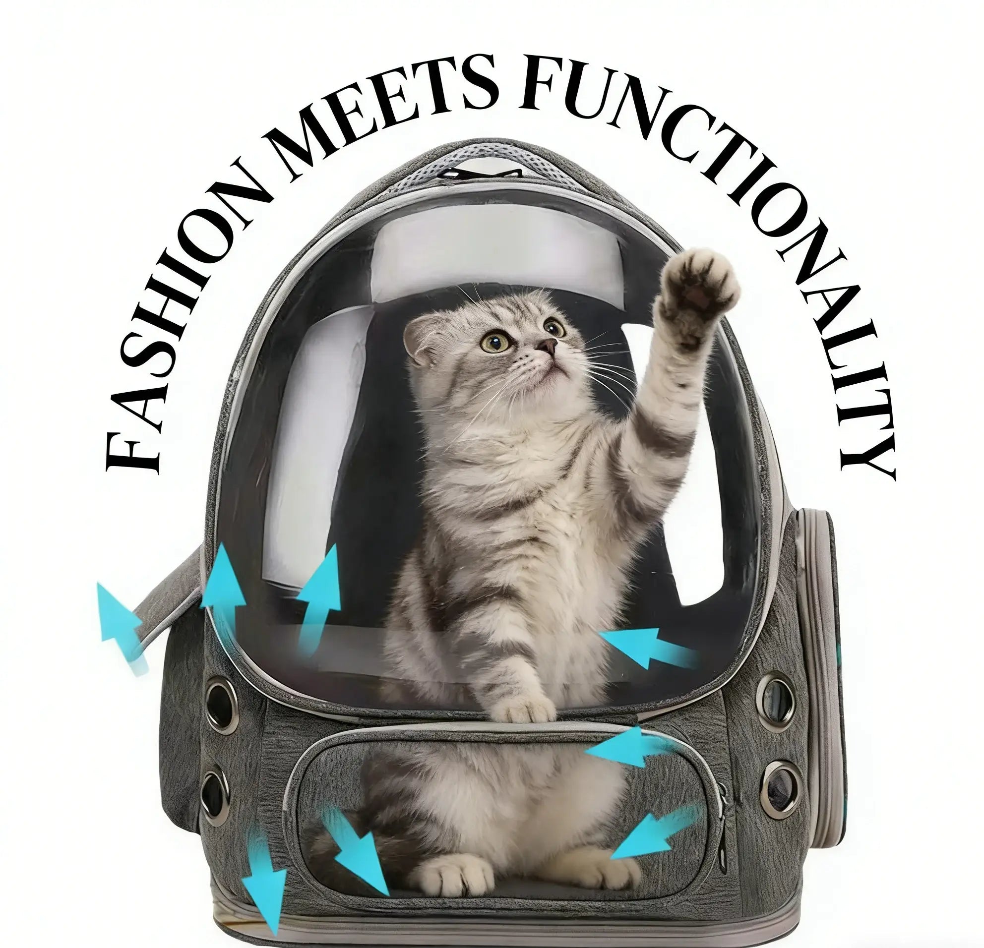 Breathable 360° View Cat Backpack Carrier for Cats, Gray Space Capsule