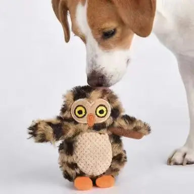 Interactive Chew-Resistant Plush Dog Toy: Owl Shape, Furry & Knitted Material