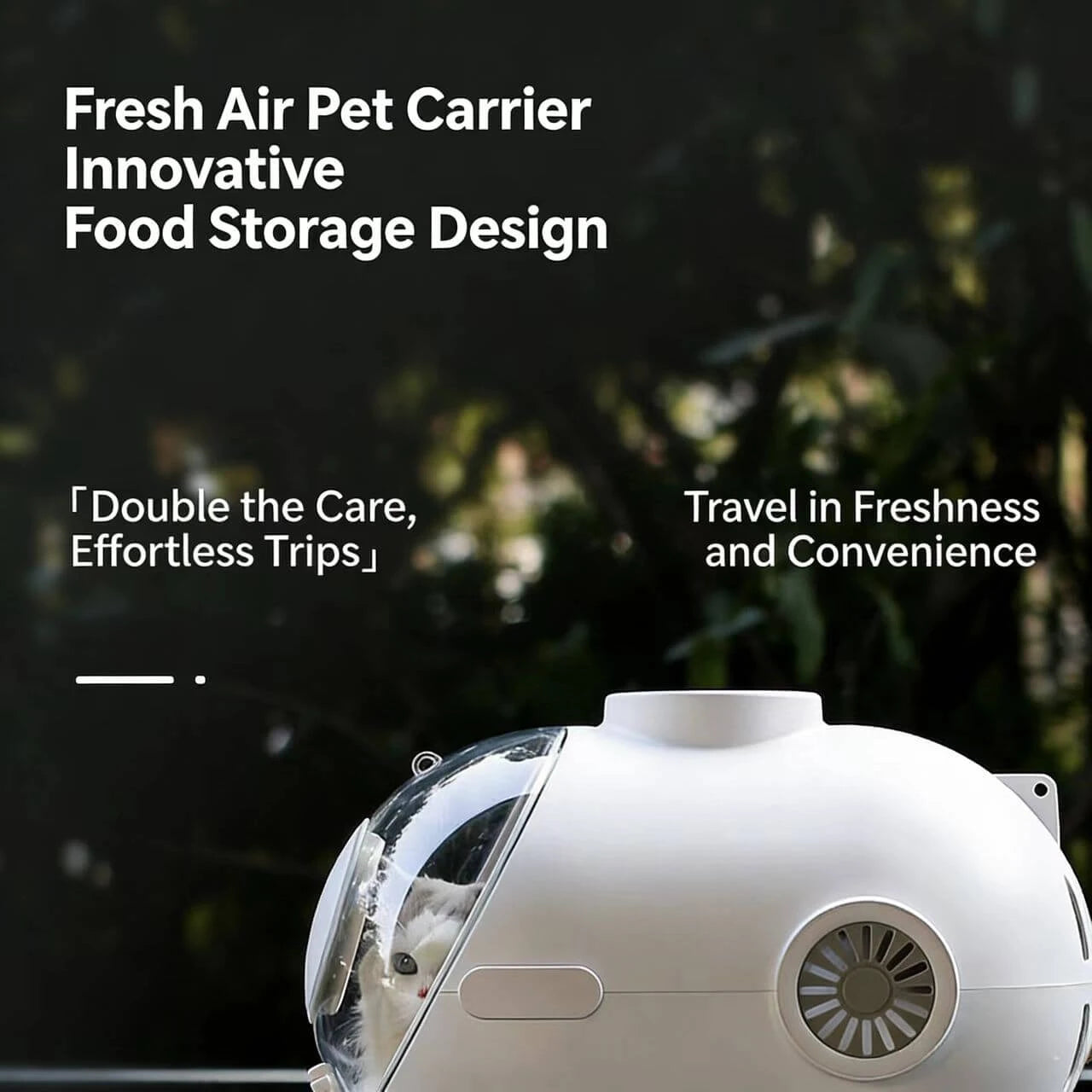 Ventilated Cat Carrier Pod - Transparent View, Portable, White