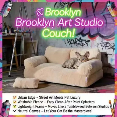 Sofa-Style Cat Bed: Cozy Rest, Plush Surface, Pillow Included (Peach)